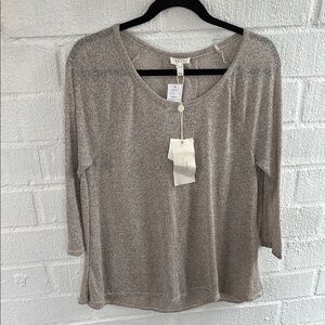 Soft Joie Knit Stretch Flax Beige Long Sleeve Oversized Top sz S